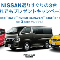 話題の日産車 デイズ、キャラバン、ジュークが当たる車懸賞！