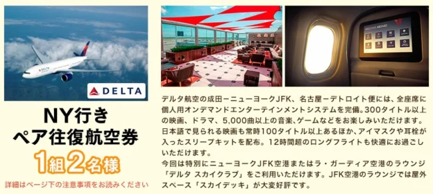 ニューヨーク・ペア往復航空券が当たる海外旅行懸賞！