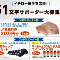 イチロー選手を応援して、JTB旅行券20万円分が当たる高額懸賞！