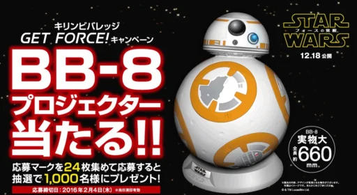 「BB 8プロジェクターが当たる！」キリンビバレッジ GET FORCE キャンペーン｜キャンペーン｜キリン