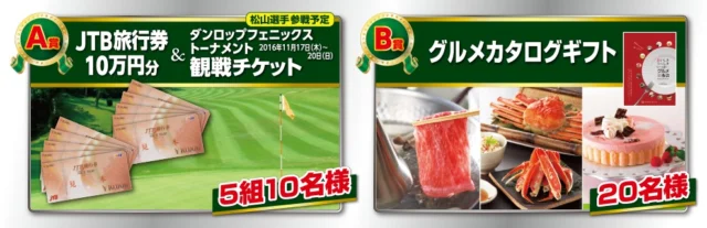 JTB旅行券10万円分や、カタログギフトが当たる高額懸賞
