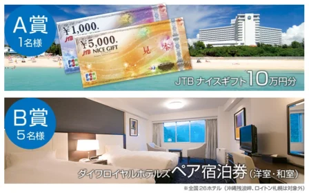 ホテル宿泊券や10万円分の商品券が当たる豪華・高額懸賞