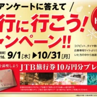 10万円分のJTB旅行券が当たる簡単アンケート懸賞！