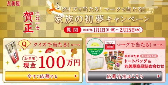 現金100万円が当たる、丸美屋の高額お年玉懸賞！