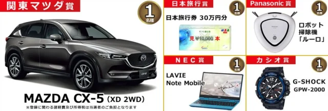 マツダのクロスオーバーSUV「CX-5」などが当たる車懸賞！