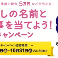 クイズに答えて賞金5万円などが101名に当たる高額懸賞！