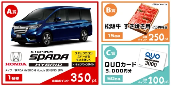 ホンダの「ステップワゴンSPADA ハイブリッド」が当たるミニバン懸賞！