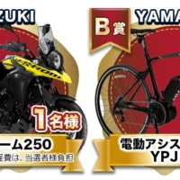 SUZUKIのバイクや、ダイソン掃除機が当たる豪華クイズ懸賞!