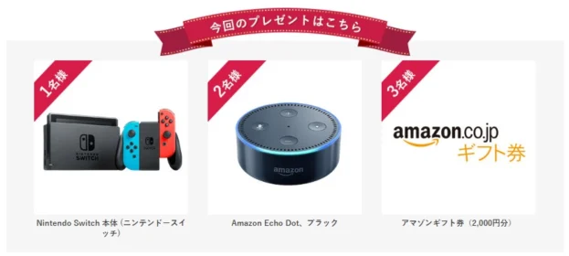 口コミを書いてNintendo SwitchやAIスピーカーが当たる豪華懸賞！