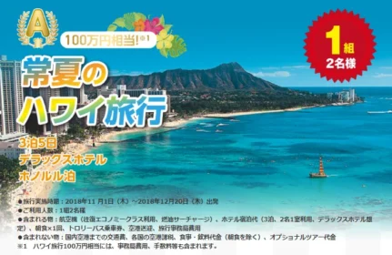 100万円相当のハワイ旅行や松阪牛が当たる高額懸賞！