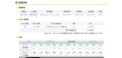 toto BIG1000で2度目の3等が当選しました！！
