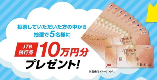 よしもと芸人に投票して10万円分の旅行券が当たる高額懸賞！