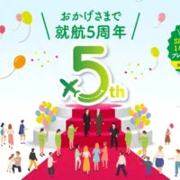 往復航空券1年分（12往復分）が5名に当たる豪華懸賞！