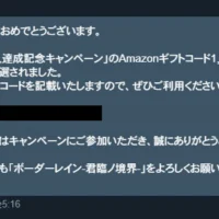 ボーダーレインのTwitter懸賞でAmazonギフト券が当選！