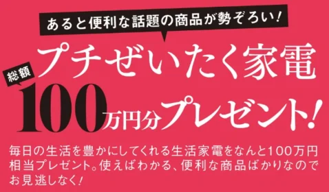 冷蔵庫・電子レンジ・炊飯器など総額100万円分の贅沢家電が当たる高額懸賞！