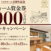 リフォーム資金券100万円分などが当たるトヨタホームのリフォームキャンペーン！