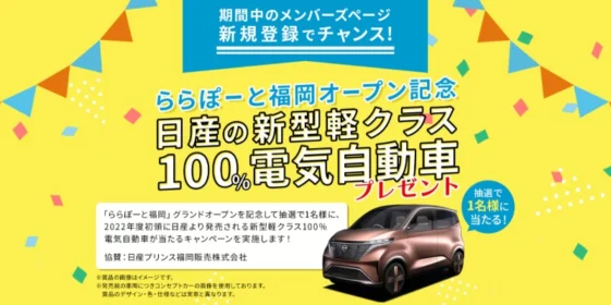 日産の「新型軽クラス100％電気自動車」が当たる電気自動車懸賞！