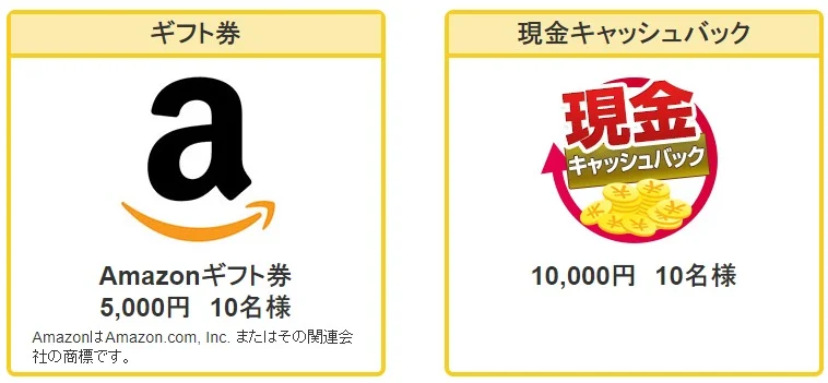 現金キャッシュバックやAmazonギフト券が当たる豪華懸賞！