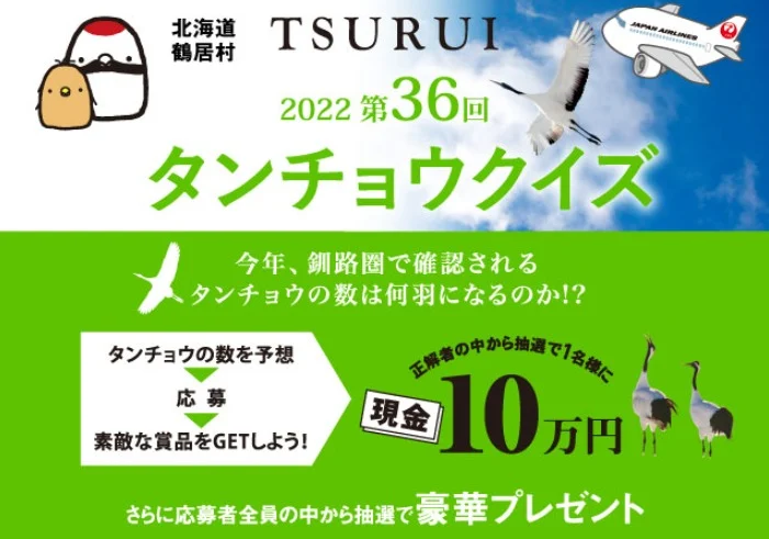 飛来するタンチョウの数を当てる、恒例のタンチョウクイズ！