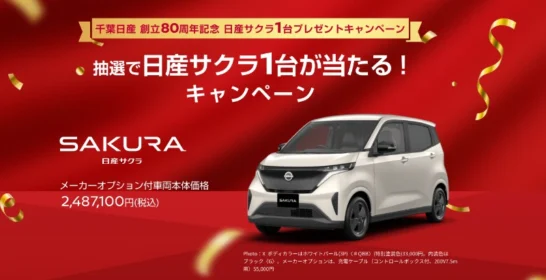 日産の軽電気自動車「サクラ」が当たる高額懸賞！