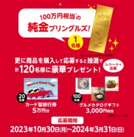 100万円相当の純金プリングルズが当たる高額懸賞！