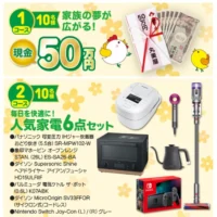 現金50万円や人気家電6点セットなどが当たる丸美屋の高額懸賞！