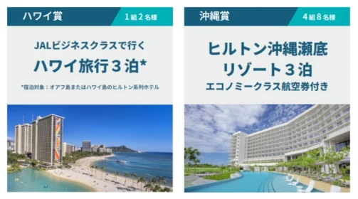 JALビジネスクラスで行くハワイ旅行などが当たるヒルトンの高額懸賞！