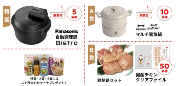 Panasonic 自動調理鍋 Bistroなどが合計1,565名に当たる高額クイズ懸賞！