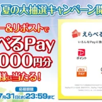 えらべるPay3万円分が応募したその場で当たるX懸賞！