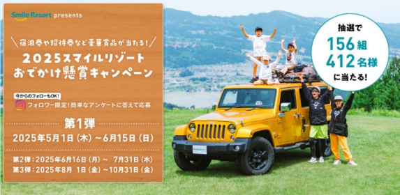リゾートホテル宿泊券やアクティビティ券などが当たる豪華懸賞！