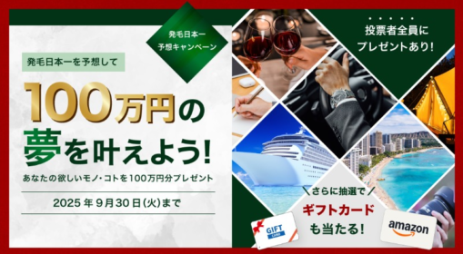 100万円の夢が叶う、リーブ21の発毛日本一予想キャンペーン！