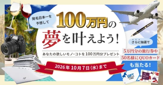 あなたの叶えたい夢100万円分が当たる高額懸賞！